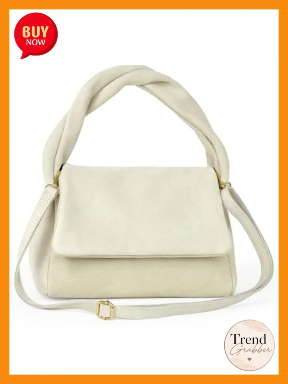 Italian Genuine Suede Top-Handle Bag with Zipper Magnetic Flap